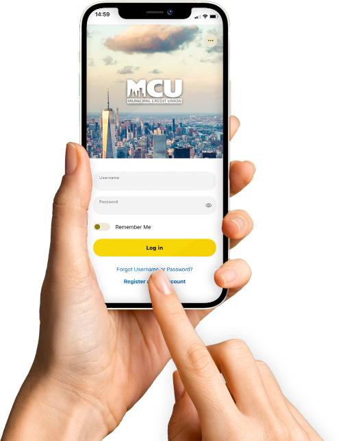 mcu mobile app on iphone screen